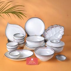 Bộ Bát Đĩa Bát Tràng Men Ngọc Trai