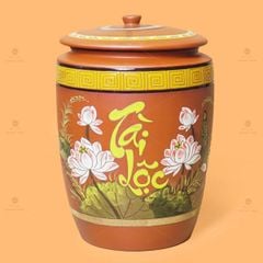 Hũ Gạo Tài Lộc Hoa Sen Nắp Ngang